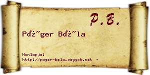 Páger Béla névjegykártya